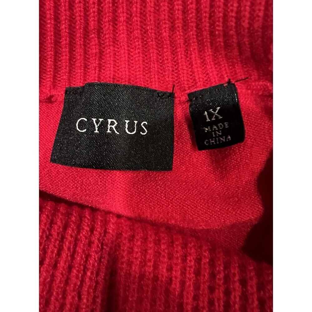 CYRUS Women's PLUS Size 1X Cowl Neck Tunic Sweater Cab Red Waffle Knit - $110 - Picture 7 of 8